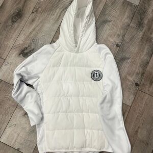 Kids White Quilted Hoodie with Logo
